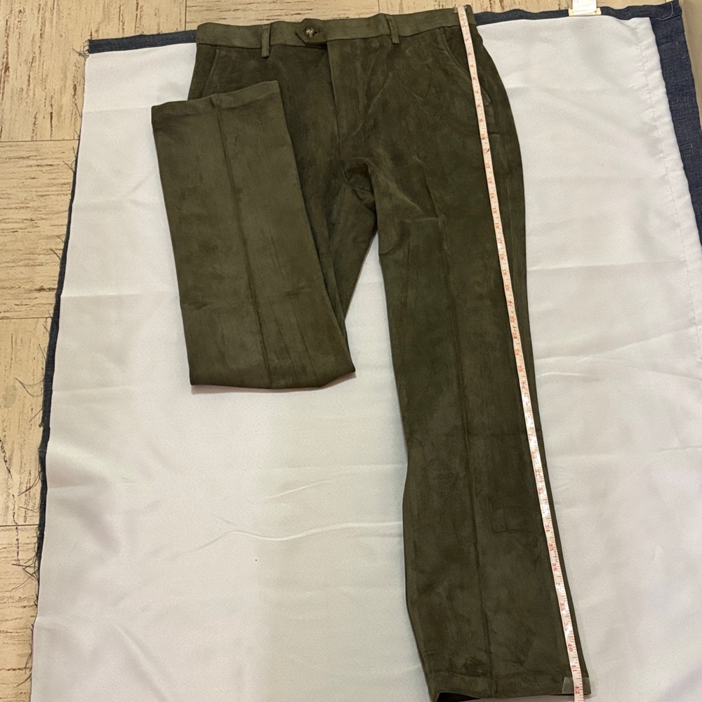 Men's Olive Suede Leather Green Pants Size 34 NWOT - Picture 10 of 10